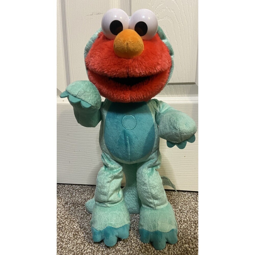 Sesame Street 13 Inch Elmo Dino Stomp Dancing Plush Toy Working.